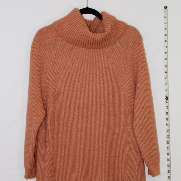 Fable orange/rust-colored chunky knit cowl neck sweater dress L - Picture 2 of 9